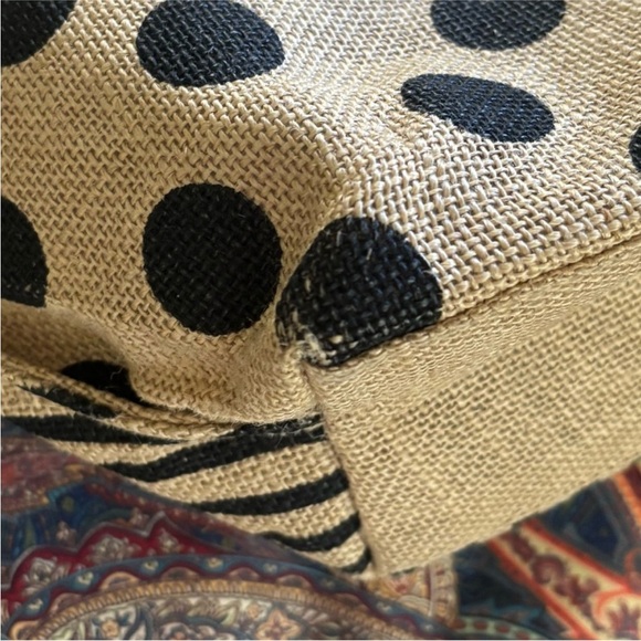 Polka Dot Tote Bag - Black and Tan - Picture 8 of 13